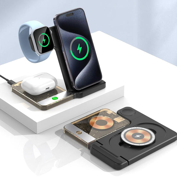 15W In Foldable Magnetic Wireless Charger With Night Light White Chargers & Cradles