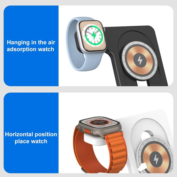 15W In Foldable Magnetic Wireless Charger With Night Light White Chargers & Cradles