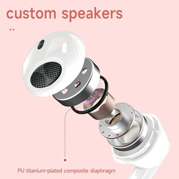 Wireless Hifi Stereo Earphones With Charging Case And Make Up Mirror White Earbuds