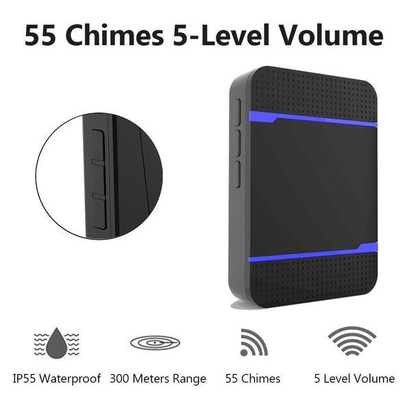 Wireless Waterproof Doorbell Receiver 110Db Low Power 300M Range 53 Music Options Night Light White Smart Doorbell Parts