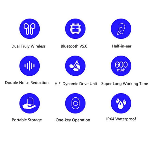 Wireless Tws Sport Stereo Bluetooth Headset With Charging Box 5.0 Earbuds