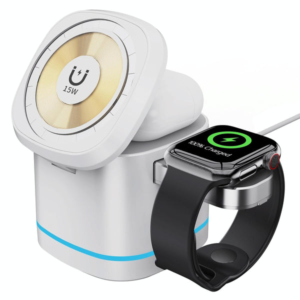 15W 3 In Magnetic Wireless Charger White Chargers & Cradles