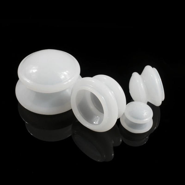 4 Piece Silicone Cupping Therapy Set For Body Massage White Massagers