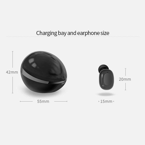 Wireless Bluetooth Earphones Space Capsule Shape With Magnetic Charging Box & Lanyard Black White Earbuds