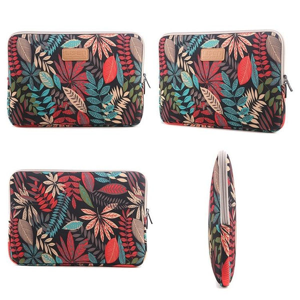 Colourful Leaves Sleeve Case Briefcase With Zipper White Laptop Cases & Bags