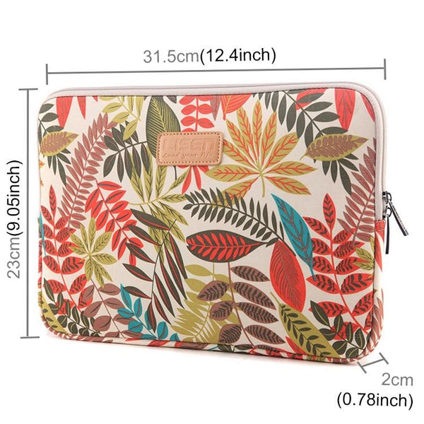 Colourful Leaves Sleeve Case For Laptops / Tablets White Laptop Cases & Bags