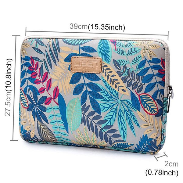 15.6 Inch Laptop Sleeve Case With Zipper For Macbook Samsung Sony Dell Alienware Chuwi Asus Hp Colourful Leaves Design White Laptop Cases & Bags