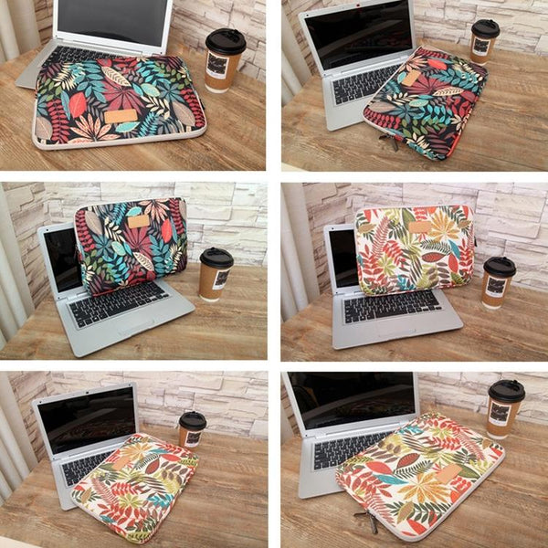 15.6 Inch Laptop Sleeve Case With Zipper For Macbook Samsung Sony Dell Alienware Chuwi Asus Hp Colourful Leaves Design White Laptop Cases & Bags