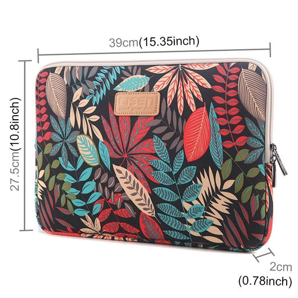 15.6 Inch Laptop Sleeve Case With Zipper For Macbook Samsung Sony Dell Alienware Chuwi Asus Hp Colourful Leaves Design White Laptop Cases & Bags