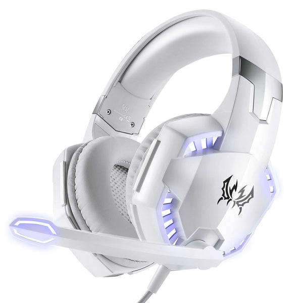 Over Ear Gaming Headset With Mic Led Light And Stereo Bass For Pc Gamer White Headsets