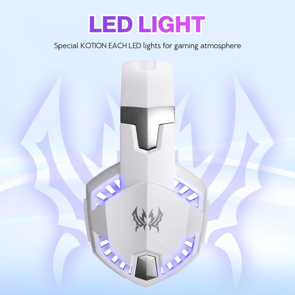 Over Ear Gaming Headset With Mic Led Light And Stereo Bass For Pc Gamer White Headsets