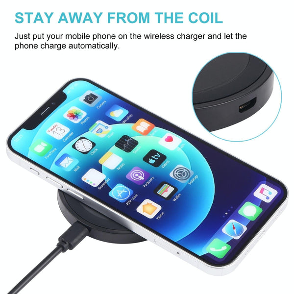 Universal 5W Round Wireless Charger Black + White Chargers & Cradles