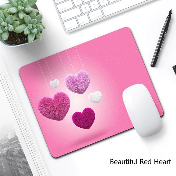 6 Piece Non Slip Mouse Pad Set 21 X 26Cm Thick Rubber Anti Skid Durable Beautiful Red Heart Mouse Pads & Wrist Rests