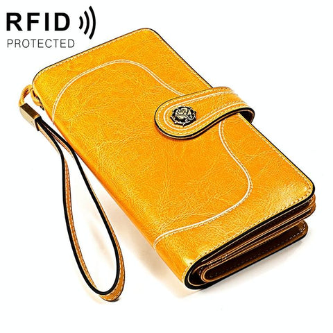 Women Rfid Wallet With Card Slots Compact Design Yellow Wallets