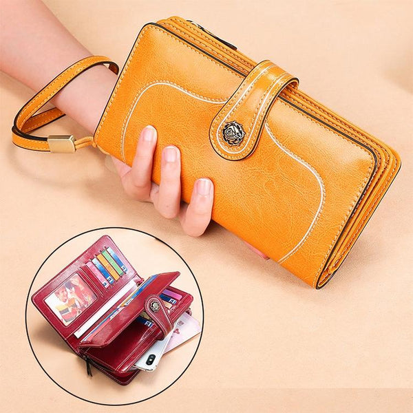 Women Rfid Wallet With Card Slots Compact Design Yellow Wallets