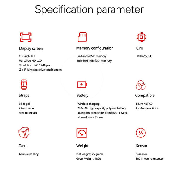 1.3 Inch Tft Screen Mtk2502c Bluetooth4.0 Silicone Watch Band Support Heart Rate Monitor & Pedometer Sleep Sedentary Reminder Yellow Smart Watches