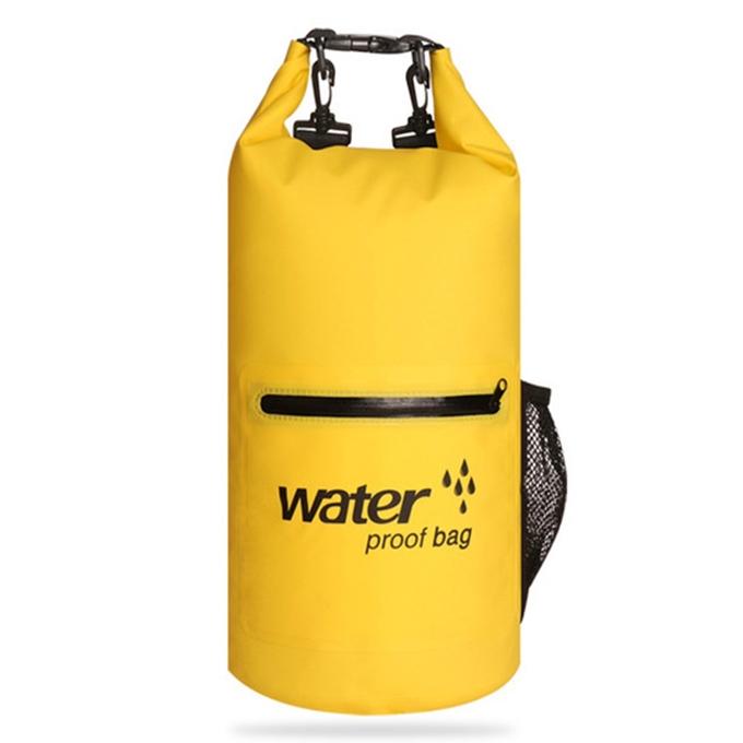 Waterproof Dual Shoulder Bag 20L Pvc Dry Sack For Outdoor Adventures Yellow Dry Bags