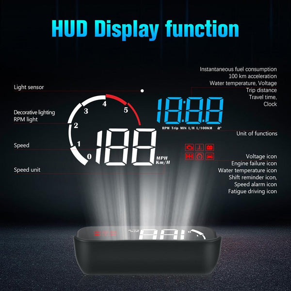 Universal Car Obd2 Hud 3.5 Inch Vehicle Head Up Display Yellow Speedometers