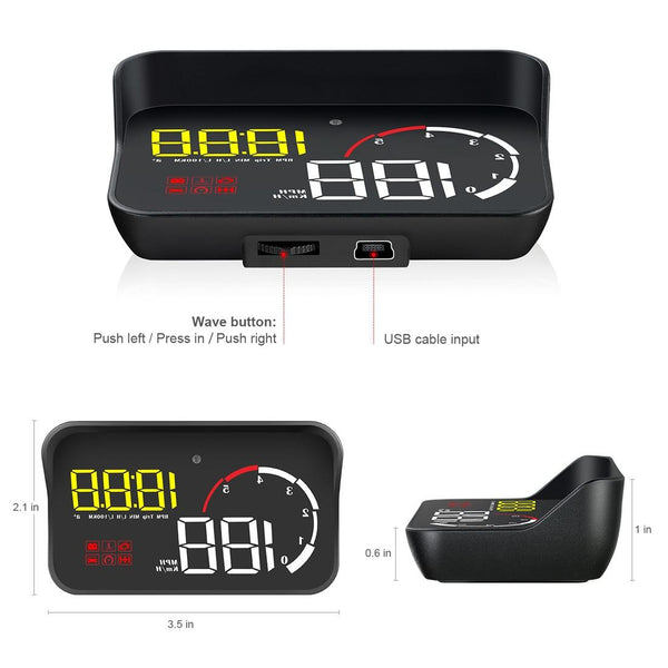 Universal Car Obd2 Hud 3.5 Inch Vehicle Head Up Display Yellow Speedometers