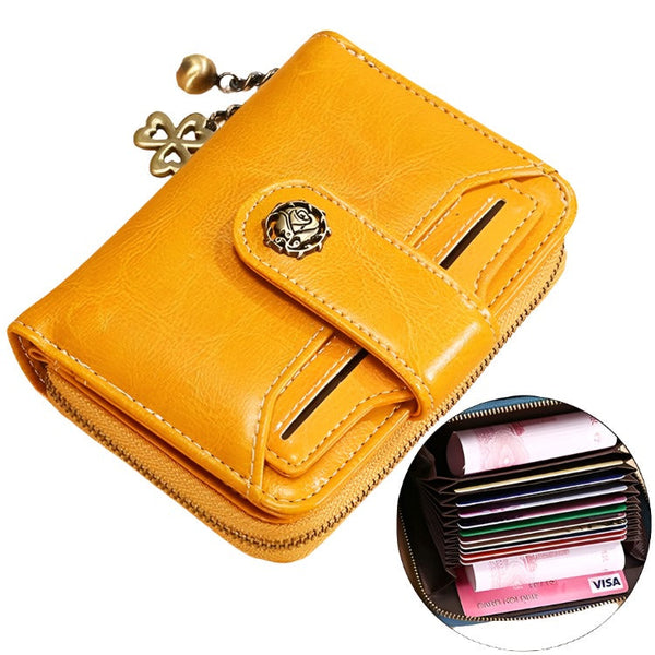 Rfid Blocking Women Wallet With Card Slots Anti Magnetic Yellow Wallets