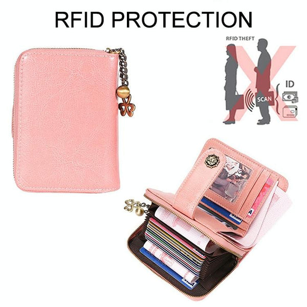 Rfid Blocking Women Wallet With Card Slots Anti Magnetic Yellow Wallets