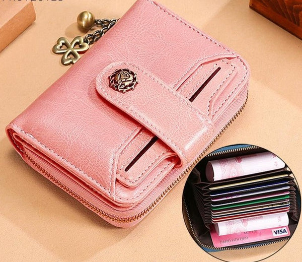Rfid Blocking Women Wallet With Card Slots Anti Magnetic Yellow Wallets