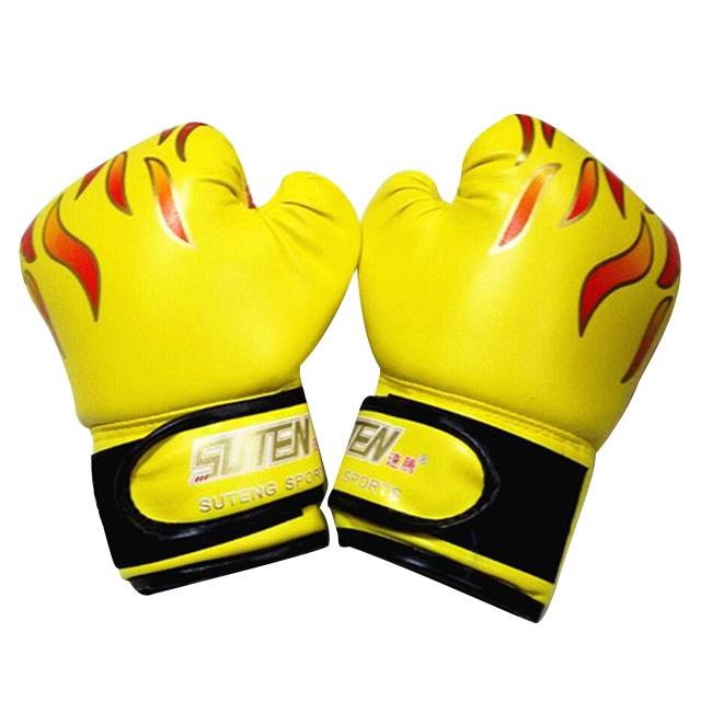Adult Flame Pattern Pu Leather Boxing Gloves Yellow Gloves Boxing