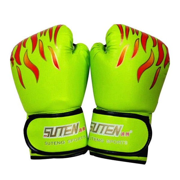 Adult Flame Pattern Pu Leather Boxing Gloves Yellow Gloves Boxing