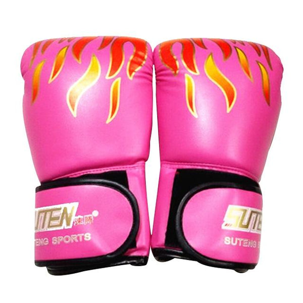Adult Flame Pattern Pu Leather Boxing Gloves Yellow Gloves Boxing