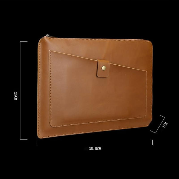 Leather Laptop Tablet Bag With Zipper For Macbook Samsung Sony Dell Alienware Chuwi Asus Hp Yellow Laptop Cases & Bags