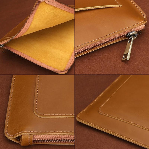 Leather Laptop Tablet Bag With Zipper For Macbook Samsung Sony Dell Alienware Chuwi Asus Hp Yellow Laptop Cases & Bags
