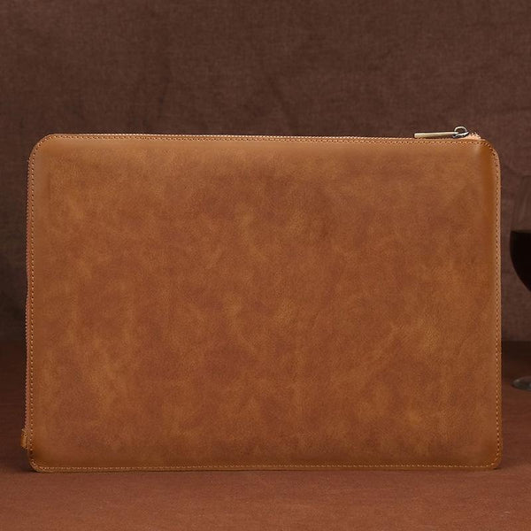 Leather Laptop Tablet Bag With Zipper For Macbook Samsung Sony Dell Alienware Chuwi Asus Hp Yellow Laptop Cases & Bags