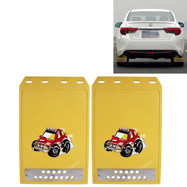 2 Pcs Premium Heavy Duty Molded Splash Mud Flaps Auto Front And Rear Fender Guard Small Size Yellow Fenders & Mud Guards