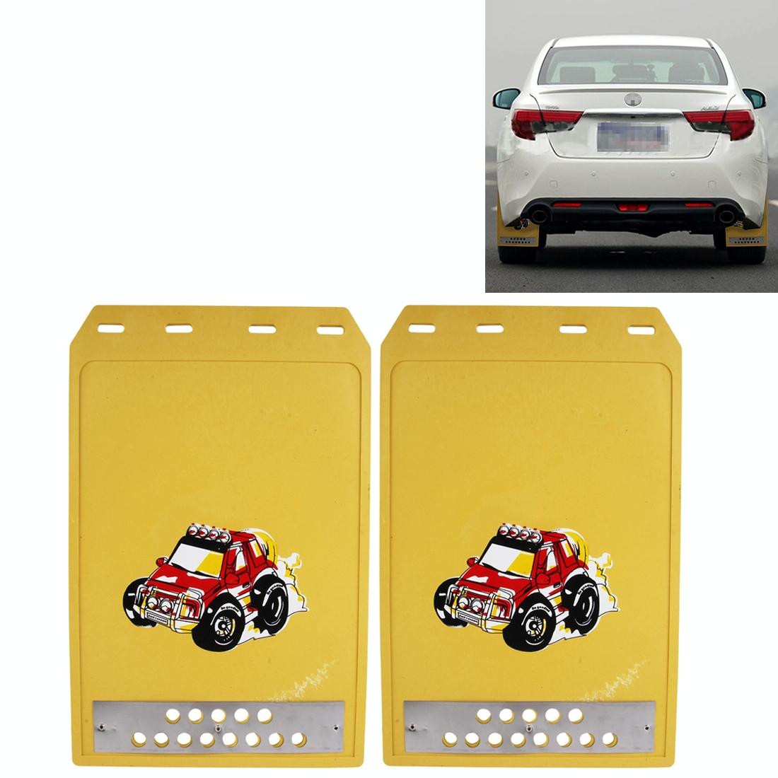 Premium Heavy Duty Molded Splash Front And Rear Mud Flaps Fender Guard Medium Size Random Pattern Yellow Fenders & Mud Guards