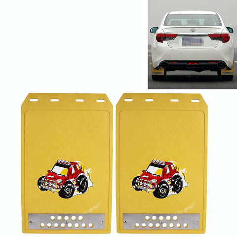 Premium Heavy Duty Molded Splash Front And Rear Mud Flaps Fender Guard Medium Size Random Pattern Yellow Fenders & Mud Guards