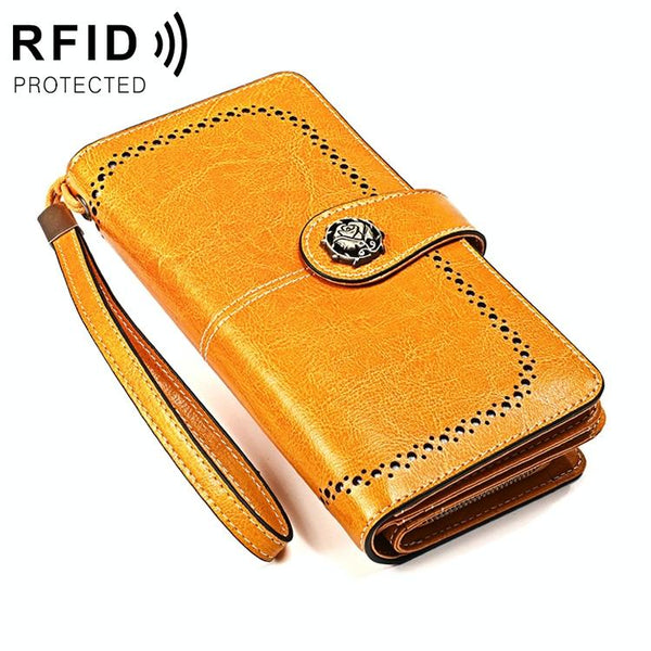 3556 Large Capacity Long Multi Function Anti Magnetic Rfid Wallet Clutch For Women With Card Slots Yellow Wallets