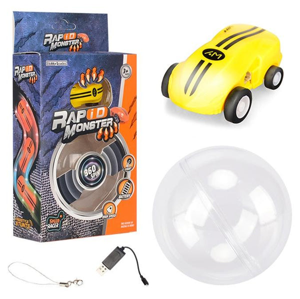 360 Degree Rotary Mini Laser Pocket Car Racing Toy Yellow Rc Model Vehicles