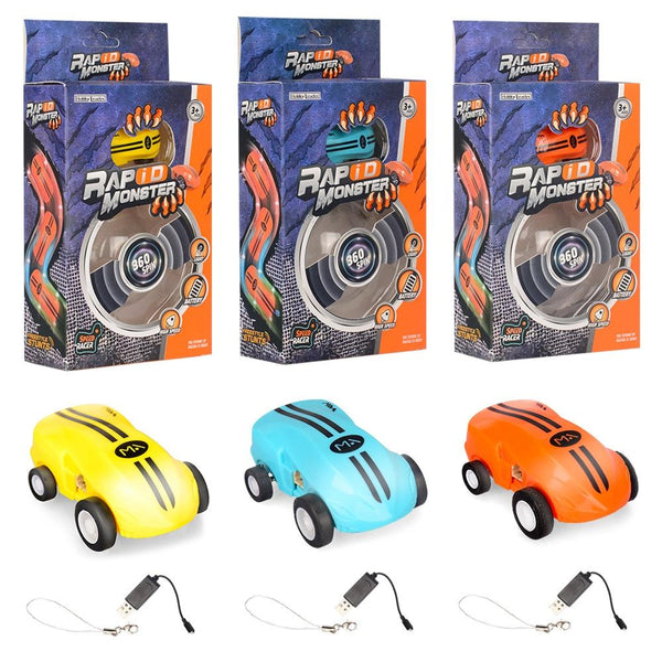 360 Degree Rotary Mini Laser Pocket Car Racing Toy Yellow Rc Model Vehicles
