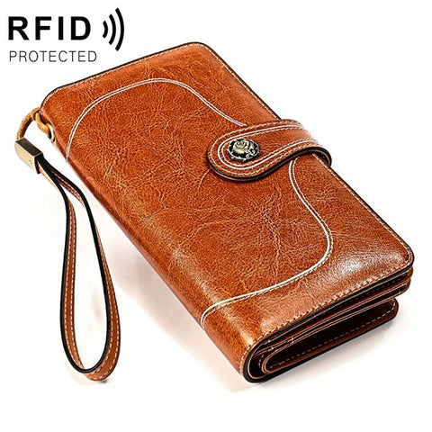 Women Rfid Wallet With Card Slots Compact Design Brown Wallets