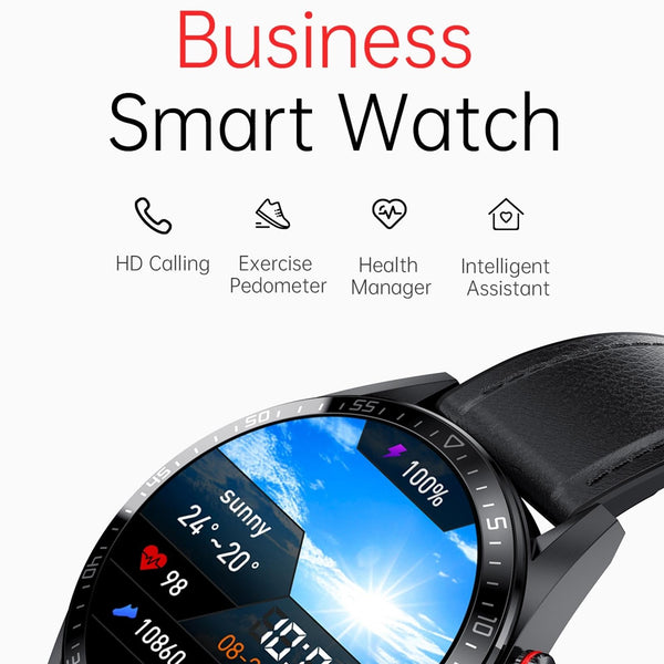 Leather Strap Amoled Smart Watch With Heart Rate And Blood Pressure Monitoring Brown Smart Watches