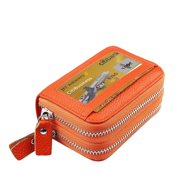11 Slot Rfid Blocking Leather Card Holder Wallet With Coin Pocket Brown Wallets