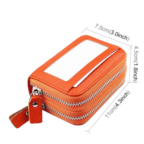 11 Slot Rfid Blocking Leather Card Holder Wallet With Coin Pocket Brown Wallets