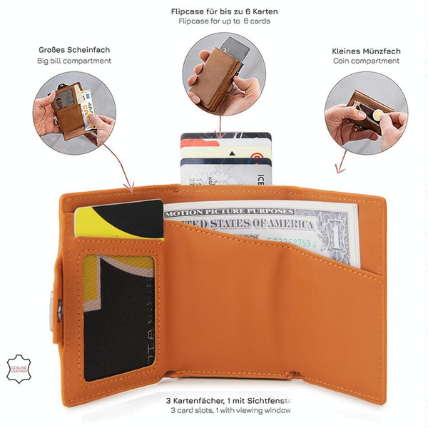 Carbon Fiber Rfid Zipper Card Holder Sleek And Secure Brown Wallets