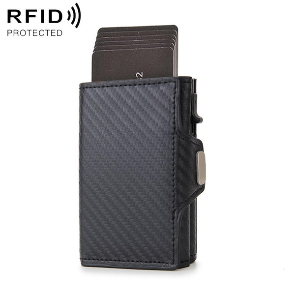 Carbon Fiber Rfid Zipper Card Holder Sleek And Secure Brown Wallets