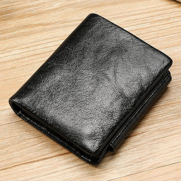 Multi Functional Oil Wax Leather Rfid Wallet Brown Wallets