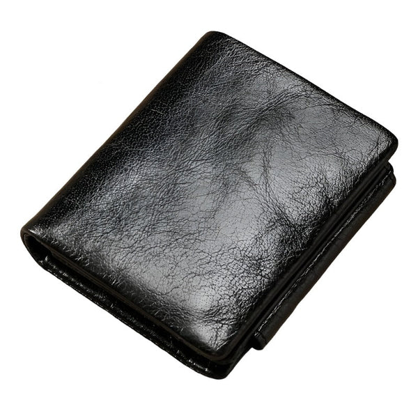 Multi Functional Oil Wax Leather Rfid Wallet Brown Wallets