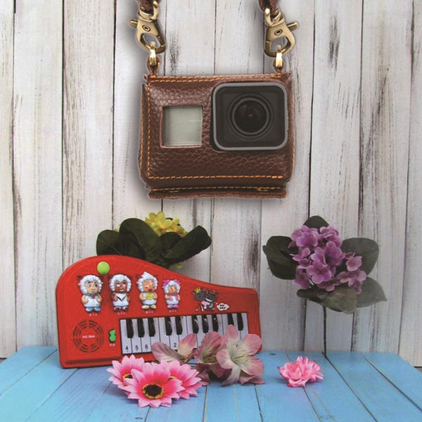 Genuine Leather Protective Case For Gopro Hero4 With Sling And Litchi Texture Camera Cases Bags & Covers