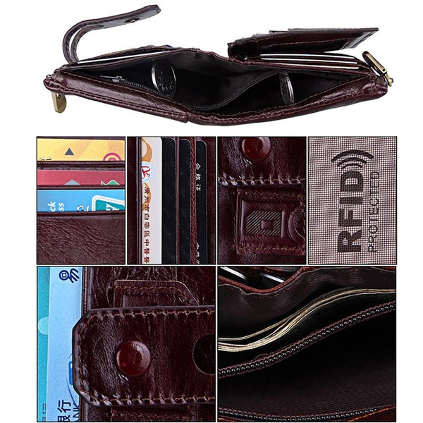 Men Rfid Blocking Cowhide Leather Wallet Crazy Horse Texture Ccb1083z Wallets