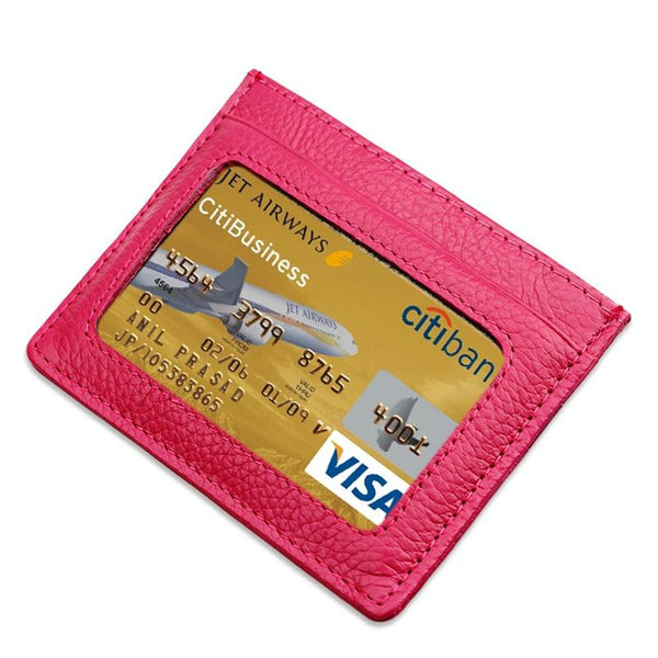 Leather Rfid Card Holder Blocking Brown Wallets