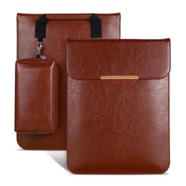 13.3 2 In Laptop Sleeve With Mouse Storage Pu Leather Brown Laptop Cases & Bags